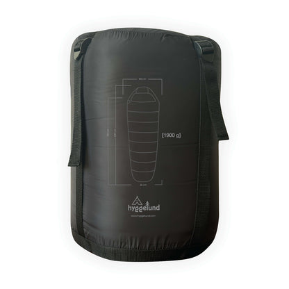 Schlafsack kompressionssack schwarz hyggelund 400 GSM hinten